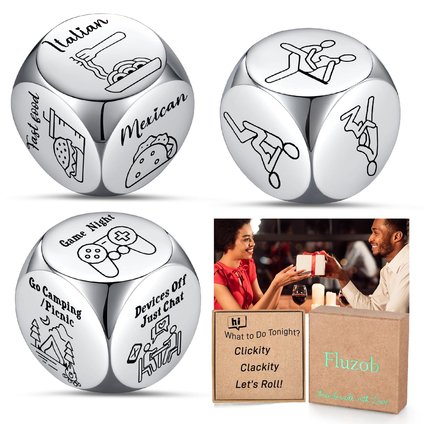 Date Night Dice Couple Gift Ideas Valentines Day Gifts for Women Men Boyfriend Husband Funny Anniversary Christmas Birthday Gift