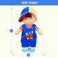 June Garden 13.5'' Soft Dolly Milo - Stuffed Soft Baby Boy Doll for Birth and Up - Blue Outfit