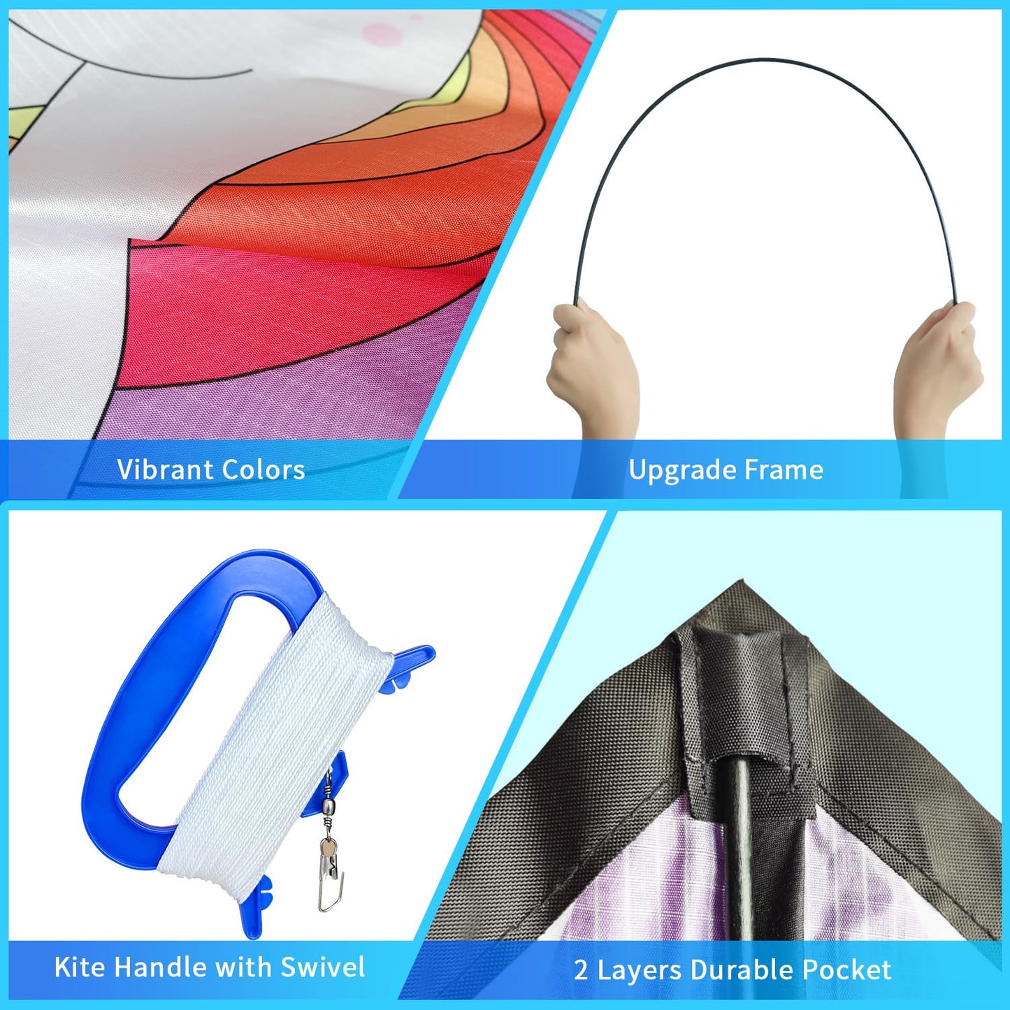Xida Kite Unicorn Kite For Kids And Adults Easy To Fly Large Single Line Kite, Big Beach Kites For Kids Age 4-8-12 Idea Gift For