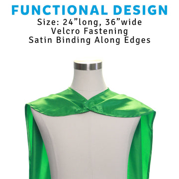 Everfan Green Polyester Satin Superhero Cape - Kids