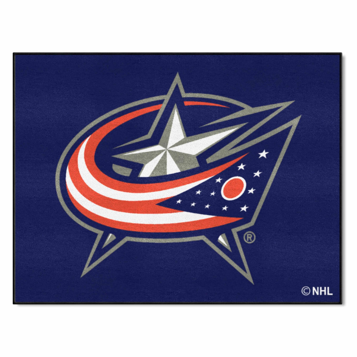 FANMATS 10569 NHL - Columbus Blue Jackets All-Star Mat | Navy | 33.75x42.5 | Star and Flag Primary Logo