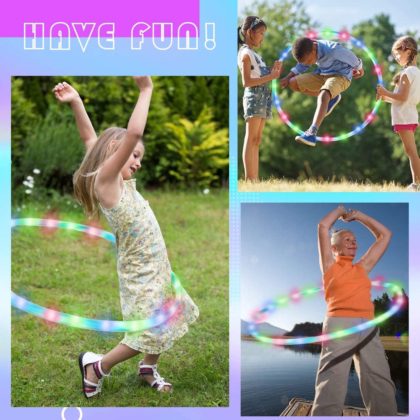 8 Pack 36 Inch Led Hoop Light Up Hoop For Kids Adults Children, Festival Accessories Led Glowing Lights Fitness Exercise Hoop Ch