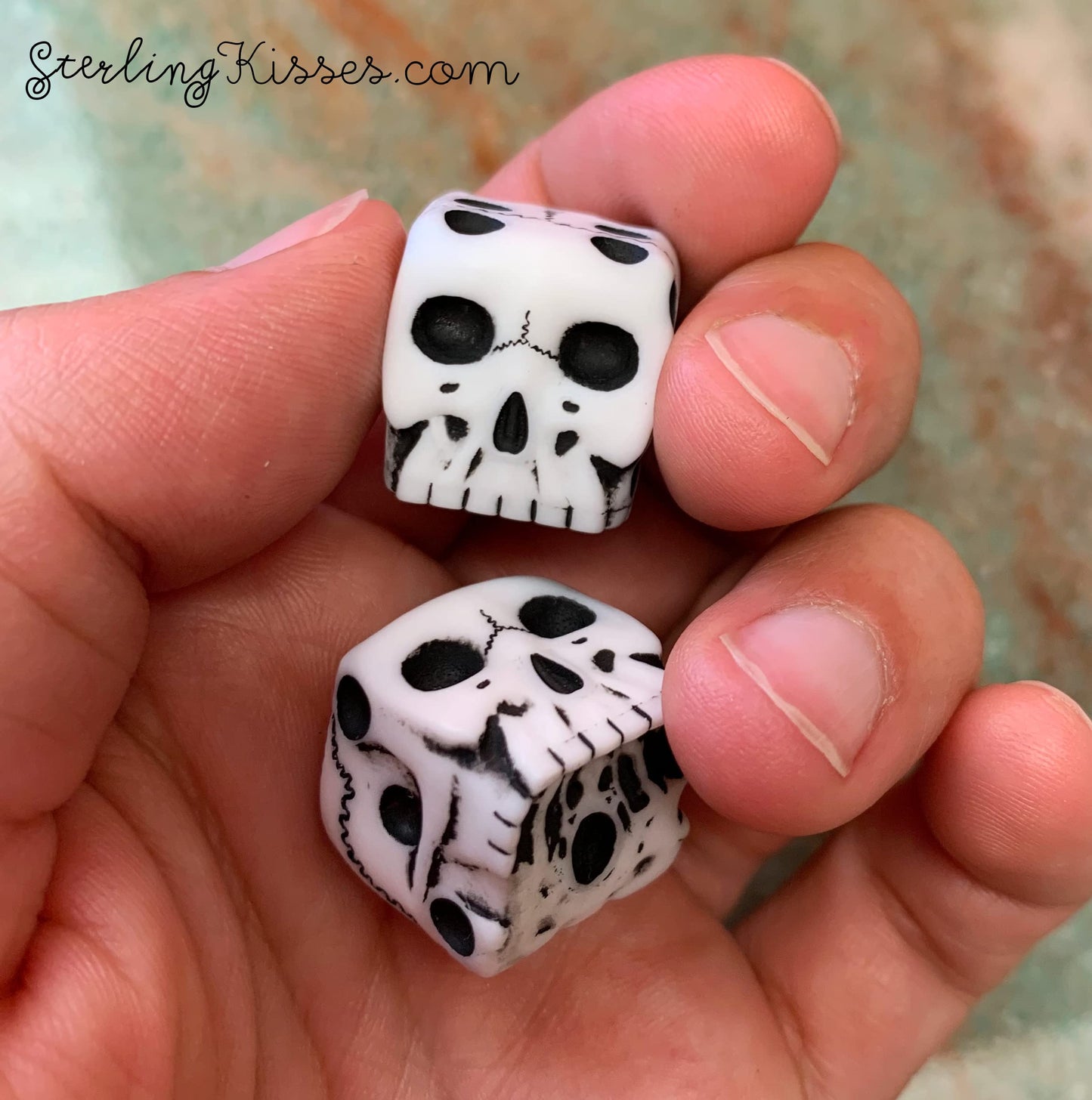 Sterling Kisses Skull Dice - Pair of Skull Shaped 6 Sided Dice
