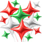 TONIFUL 30Pcs 26In&10In Star Balloons Red Green Silver Four Pointed Foil Mini Star Mylar Balloons for Halloween Chrismas Birthda