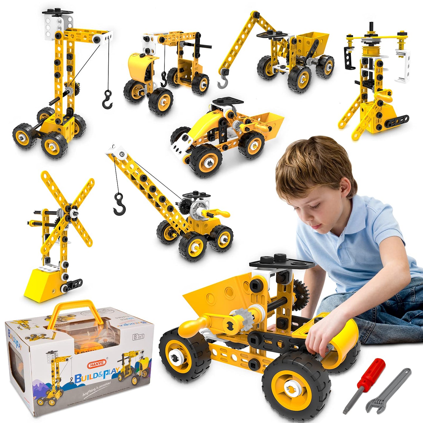Hometter Building Toys For Age 5-12 Year Old Boys Gift, 6 In 1 Engineering Excavator Toys, Kids Stem Learning Toys Educational Building Kit