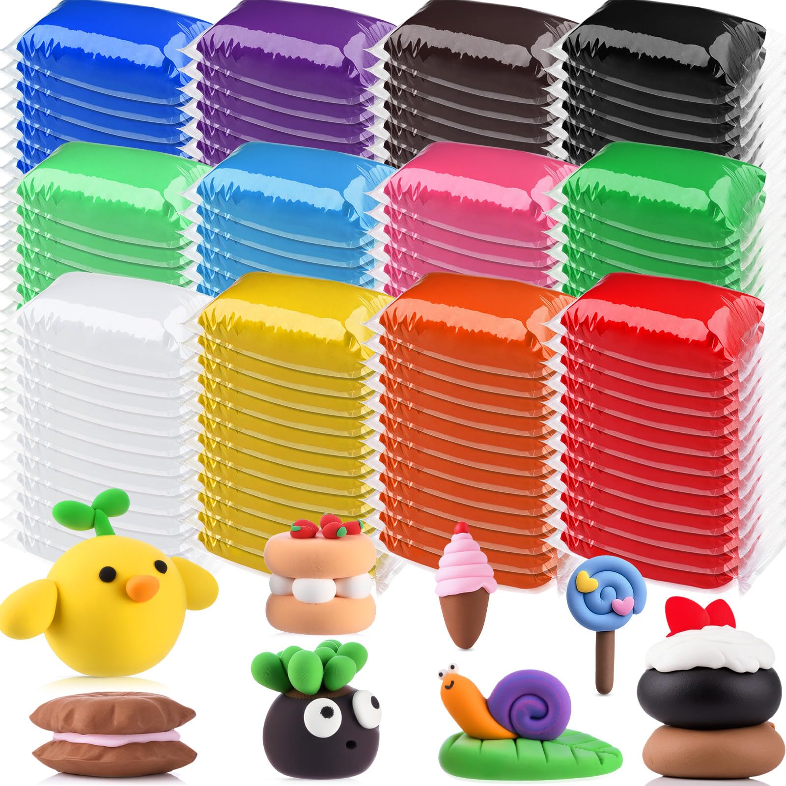 VioraWhite 72 Pcs 38oz Air Dry Clay Bulk Modeling Magic Ultra Lightweight Foam Modeling Clay for Kids Adults DIY Gifts Party Art