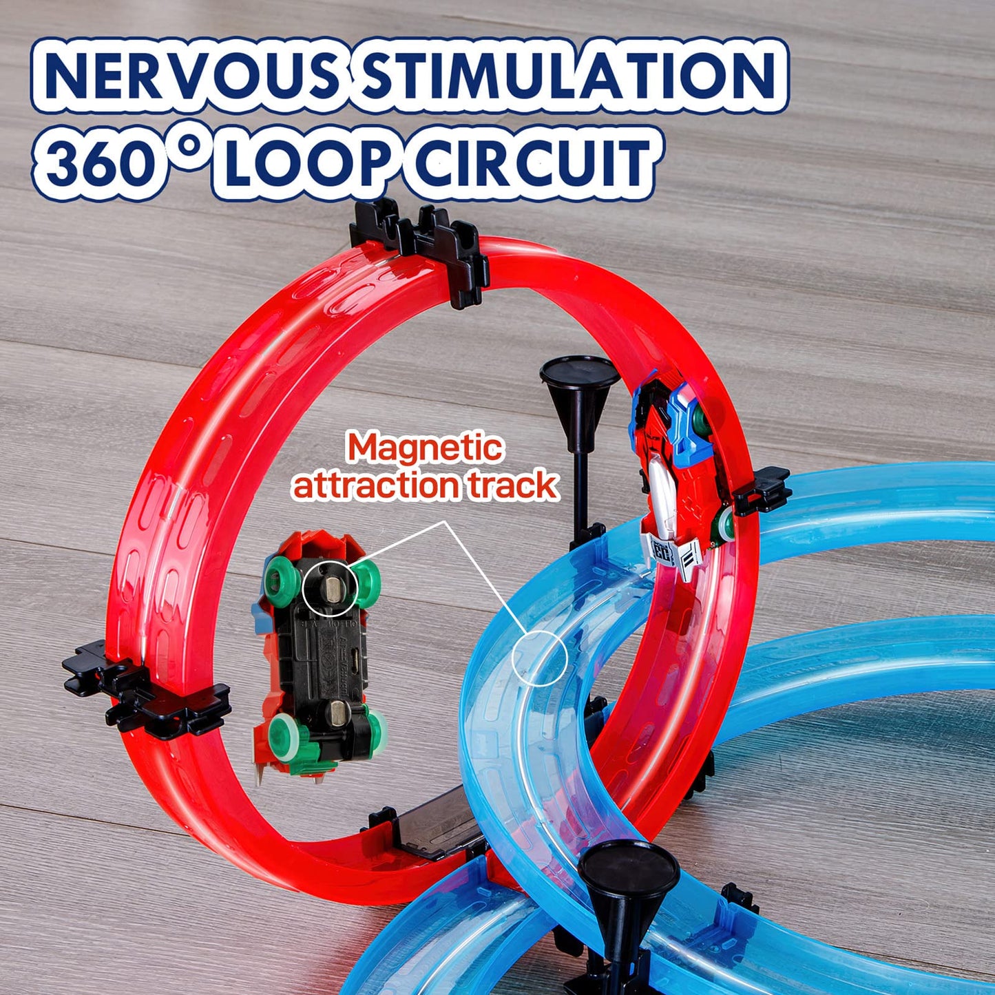Insgen Slot Car Race Track Sets For Kids, Hot Magnetic Wheels Attraction Track Builder, Electric Remote Control Track Car Birthd