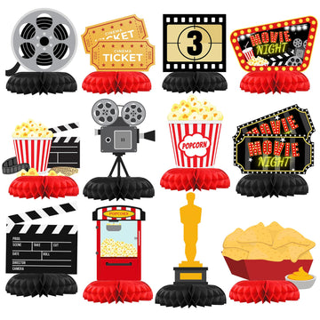 Hapibidesign Movie Night Party Decorations - Honeycomb Centerpieces For Movie Night Birthday Decor - Movie Night Table Decoratio