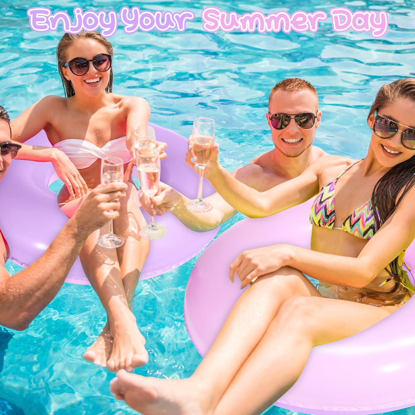 Shinyrelief 4 Pcs Inflatable Pastel Pool Floats 30'' Macaron Swim Inner Tube For Kids Adults Swimming Rings Raft Floats Toys Sum
