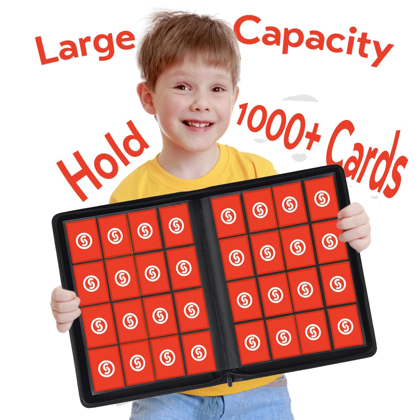 1000+ Pockets Trading Card Binder  enhanced 16 Pocket Card Binder  Ringless Side Loading Collection Album Holder Folders for MTG  TCG  Game Cards & Sports Cards (Red)