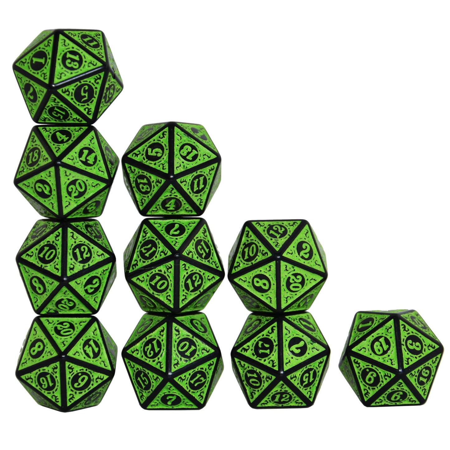 Smartdealspro 10-Pack Retro 26Mm Large 20 Sided Dice D20 Polyhedral Dice For Dnd Rpg Mtg Table Game(Retro Green)