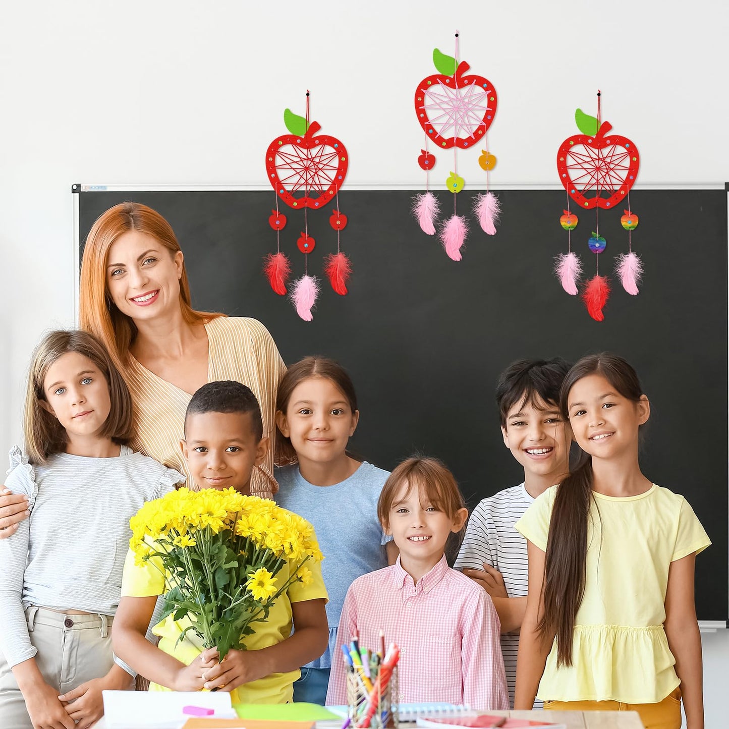 Fennoral 6 Pack Apple Dream Catcher Craft Kit For Kids Paint You Own Dream Catcher Diy Coloring Wooden Back To School Art And Cr
