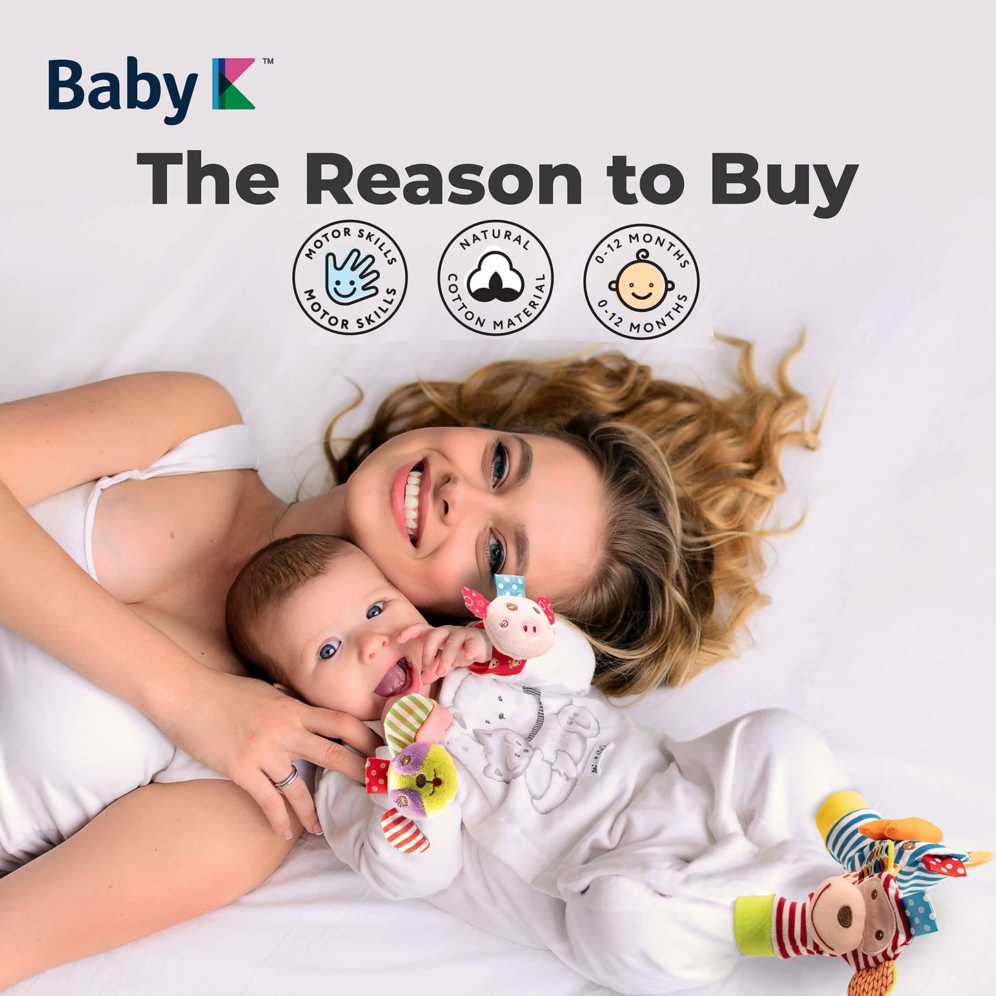 Baby K Baby Rattle Socks For Girls & Boys (Zoo Set) - Baby Toys 6-12 Months - Baby Wrist Rattles And Foot Rattles - Baby Toys Fo