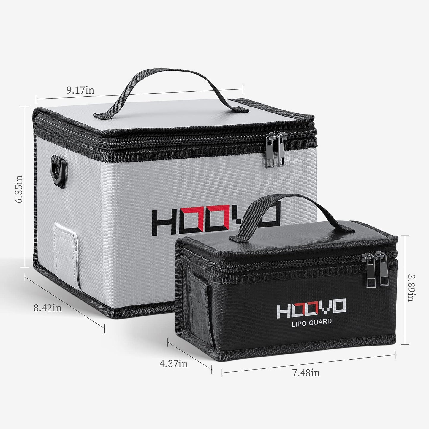 HOOVO Lipo Bag Fireproof Explosionproof Lipo Battery Safe Bag LiPo Guard Safe Bag for Lipo Battery Storage and Charging with Dou