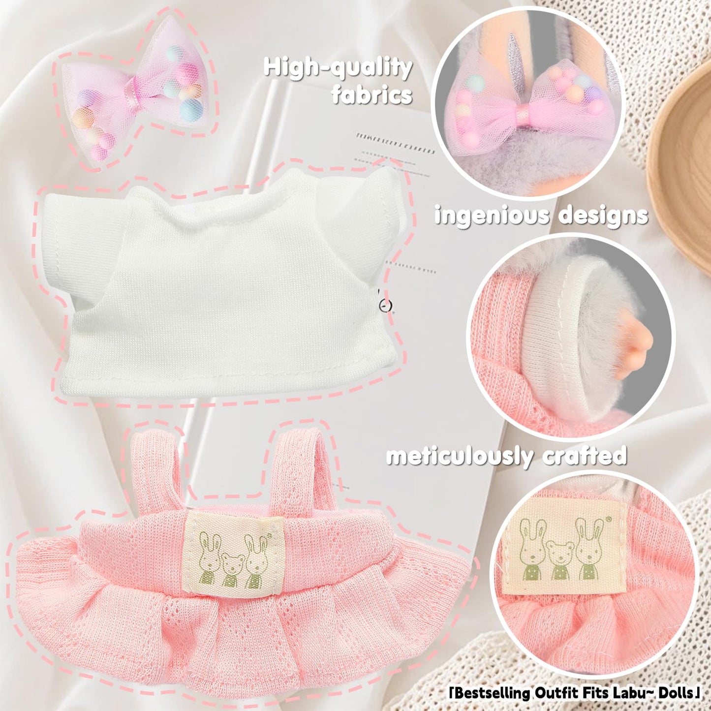 Ciunura 2025NEW Trendy Clothes for 5.9-6.7inches Doll  Designed for bubuclothes  Multiple Stylish Outfit Sets  Can Be Used to Change Clothes for Your15&17cm Dolls (Pink Skirt 3pc Set)