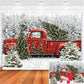 Avezano Christmas Red Truck Backdrop Christmas Backdrops for Photography Xmas Winter Holiday Family Kids Portraits Backdrops Pho