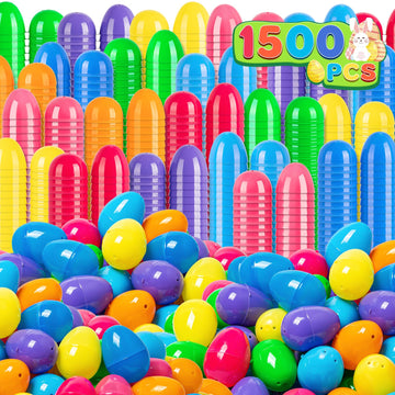 Jumlys 1500 Pcs 2.4'' Plastic Easter Eggs, Empty Fillable Colorful Easter Eggs With Hinge, Perfect For Easter Hunt, Basket Stuff
