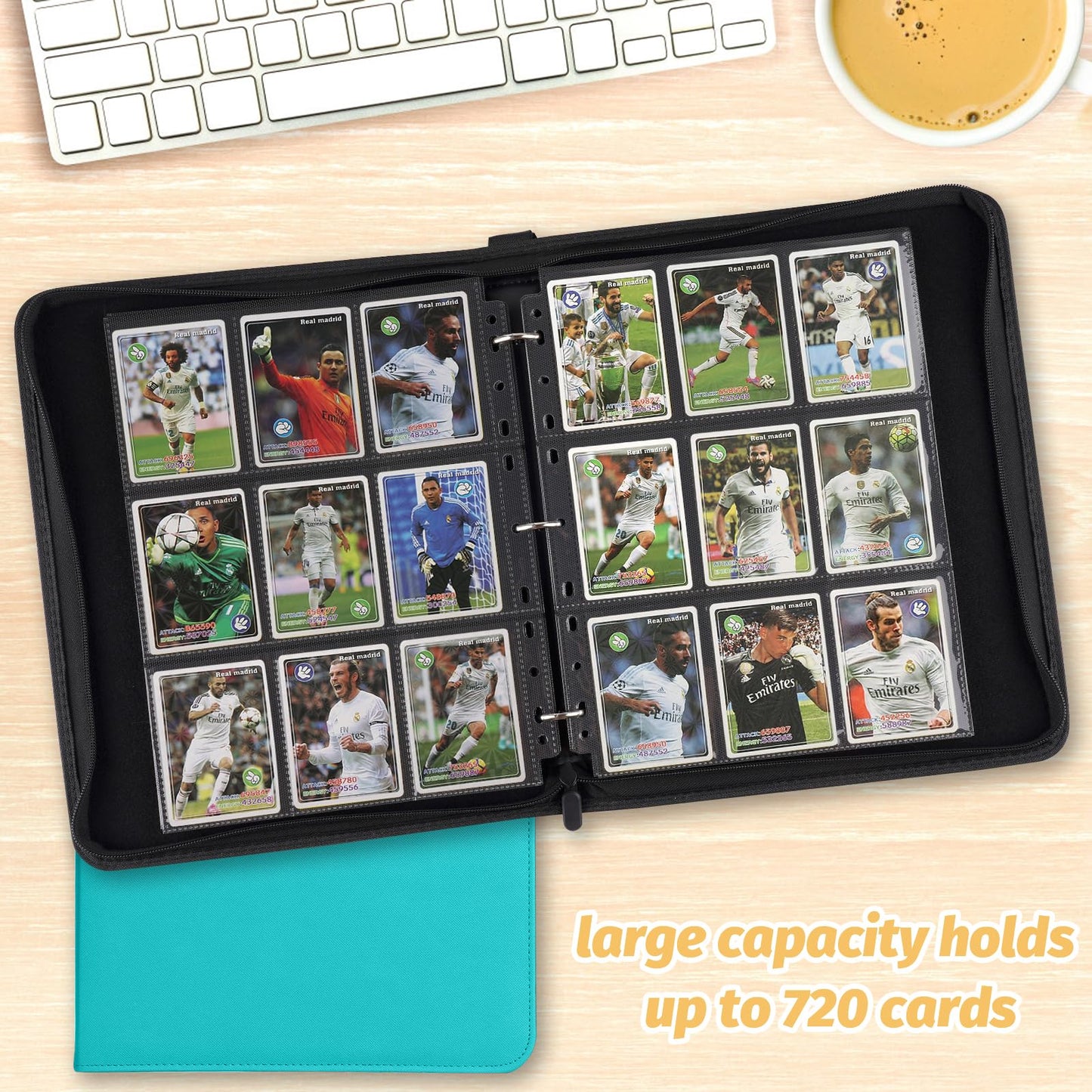 GERMUN 9 Pocket Card Binder  enhanced Zip Trading Card Binder  720 Double Sided Pocket PU Card Collection Binder  Collector Card Album  Card Folder for MTG  TCG  Sports Cards  Game Cards (LAKE BLUE)