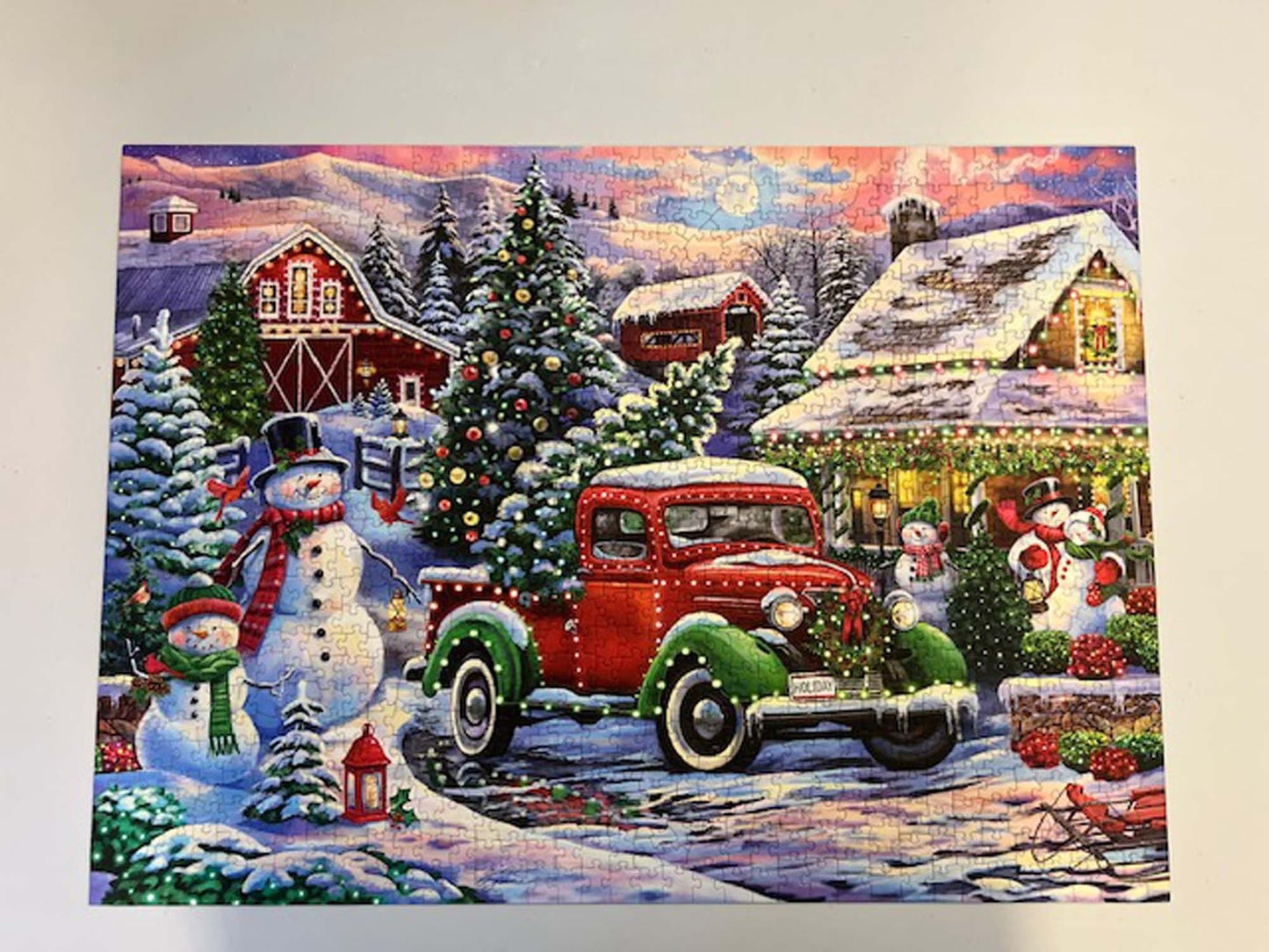 Crown Point Graphics Christmas At The Farm 1000 Piece Jigsaw Puzzle, Soft Touch Design, Made In Usa