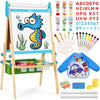 Belleur All-In-One Art Easel For Kids With 2 Paper Rolls & Deluxe Accessories, Adjustable Magnetic Double Sided Whiteboard & Chalkboard, Painting Kid Easel For Toddlers 2-8, Ideal Christmas Gift