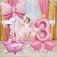 3Rd Birthday Decorations For Girls, Pink 3Rd Birthday Balloon Set With 40 Inch Pink Number 3, Large Helium Foil Mylar Crown Balloon, Pink Bow Foil Balloons For Baby Girl Daughter First Birthday Party