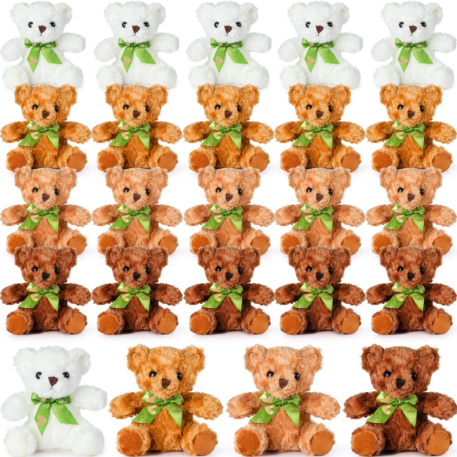 Hydren 24 Pieces Bears Bulk 8 Inch Bears Stuffed Animals Small Soft Bear Plush Stuffed Toy Bears With Bow Tie For Kids Boys Girl