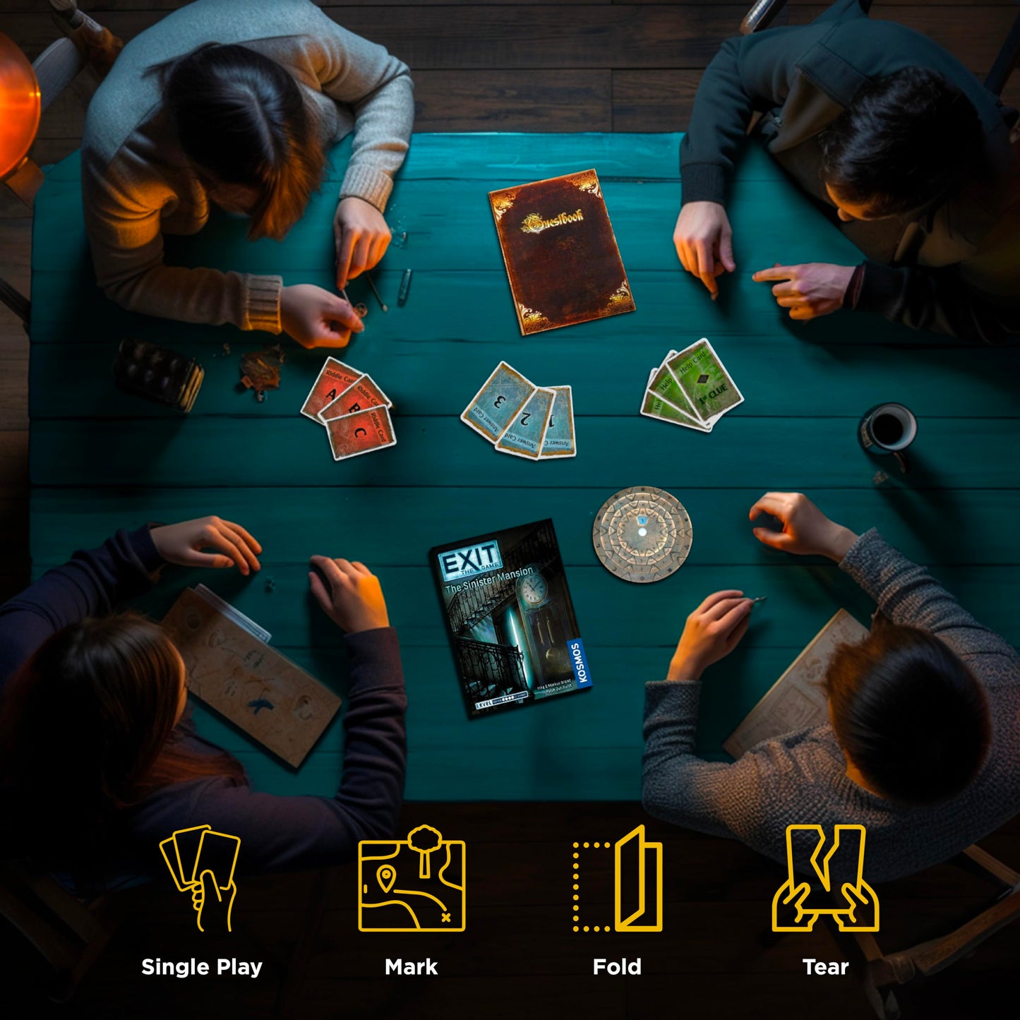 Thames & Kosmos EXIT: The Sinister Mansion Game - Multi-colored, Paper, Model 692698, Engaging Escape Room Experience