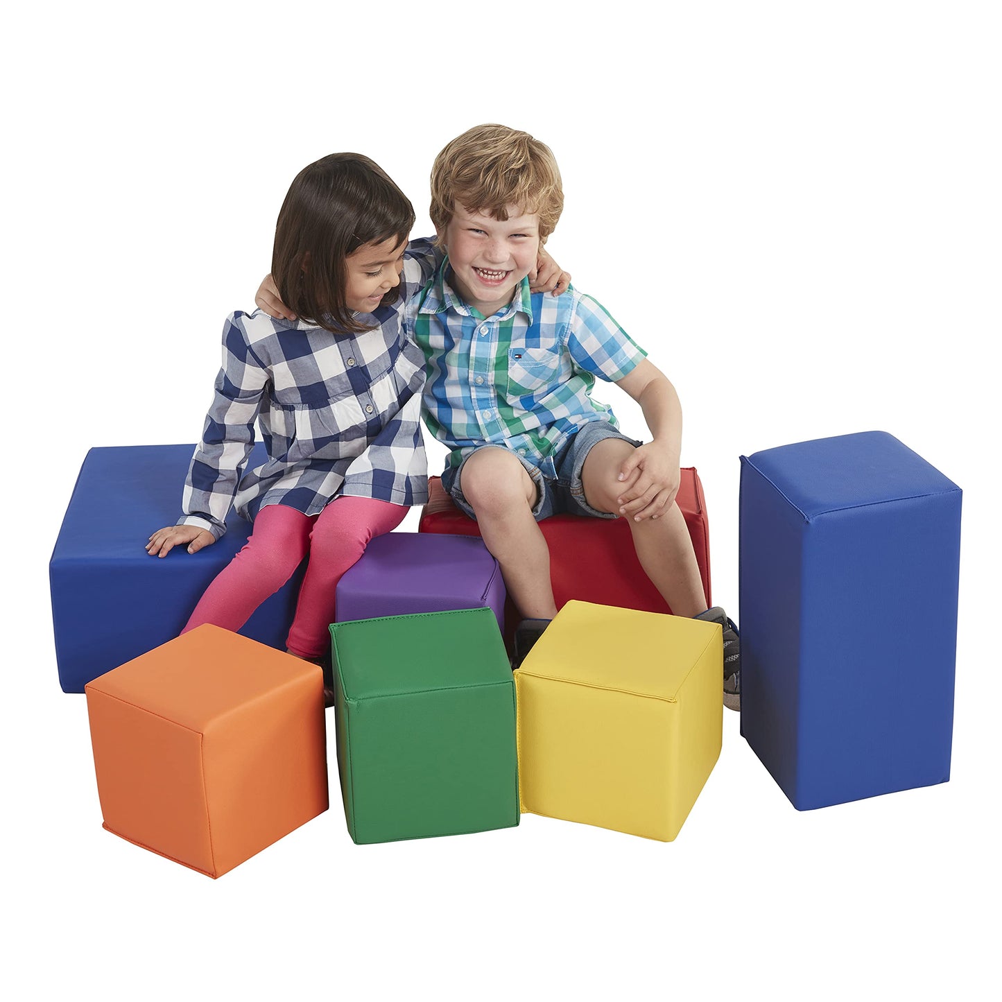 Ecr4Kids Softzone Big Foam Building Blocks, Soft Playset, Assorted, 7-Piece