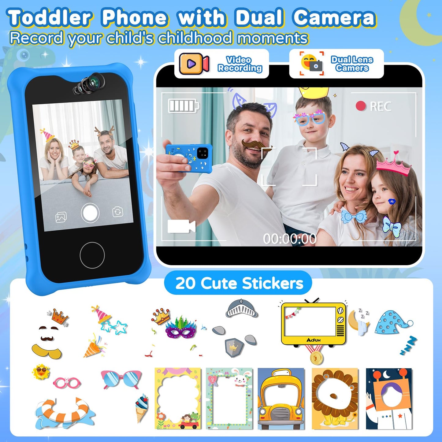 Kids Smart Phone Toys Cell Phone for Boys Girls Toddlers Baby Childrens 3-8 Years Old with Camera Touchscreen for Birthday