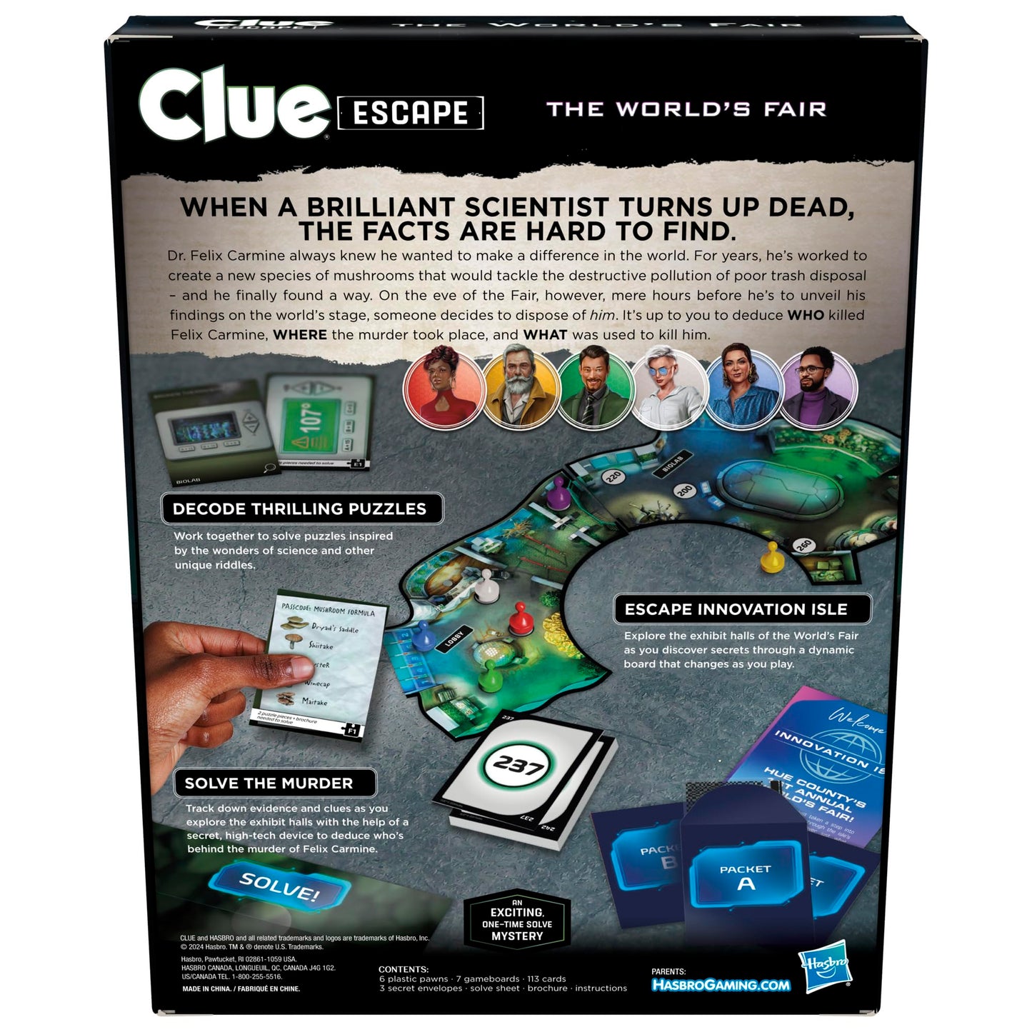 Clue Escape: The Worlds Fair Board Game | Escape Room 1-Time Solve Mystery Games | Ages 10+ | 1 to 6 Players | 90 - 120 Mins.| Family Games