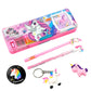 Lazylines Unicorn Pencil Box Integrated Sharpener And Calculator, Magnetic Lock, Dual Compartments, Cartoon Stationery Case Scho