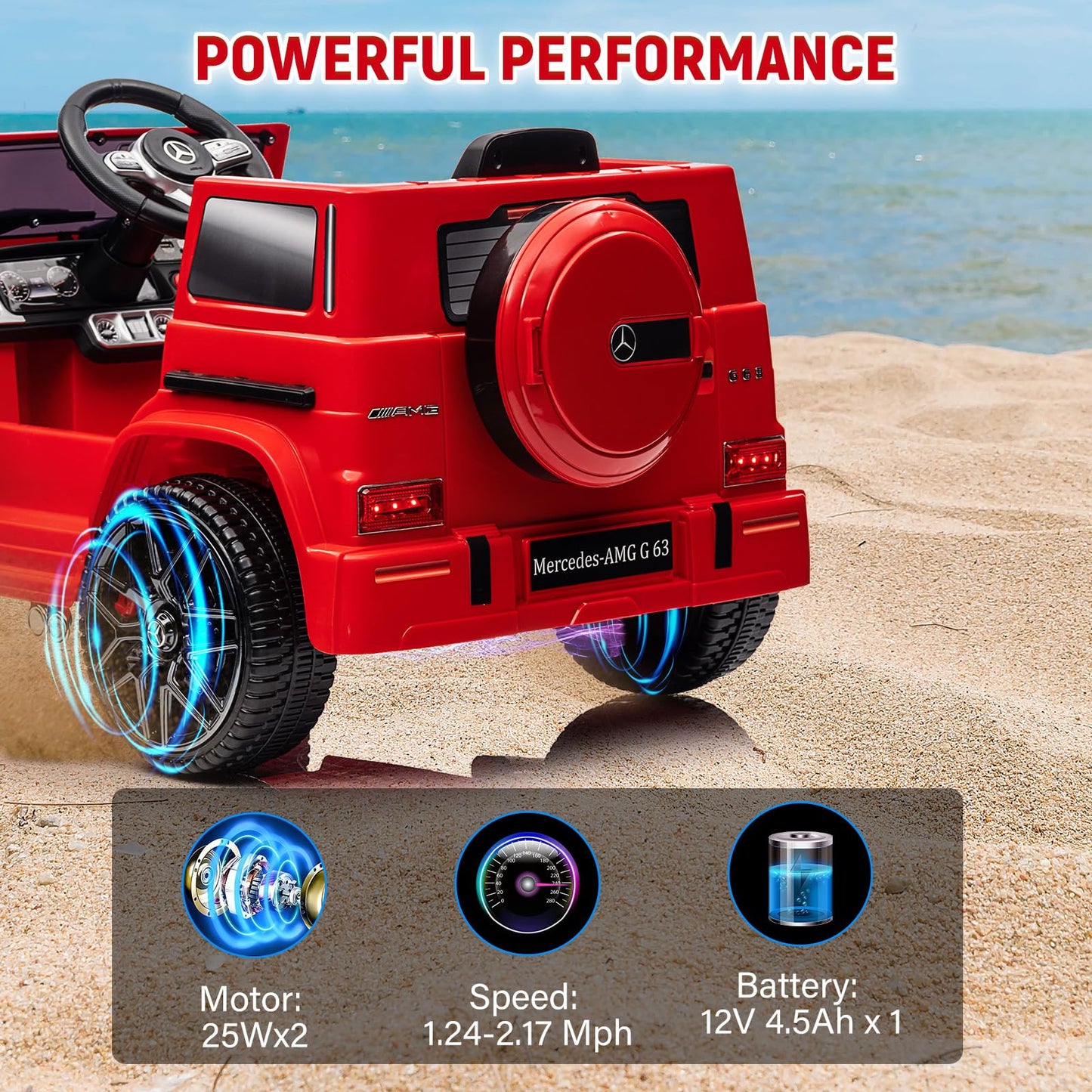 12V Kids Ride on Car, Licensed Mercedes Benz G63 Car for Kids w/Remote Control, Safety Lock, Soft Start, Wheels Suspension, LED