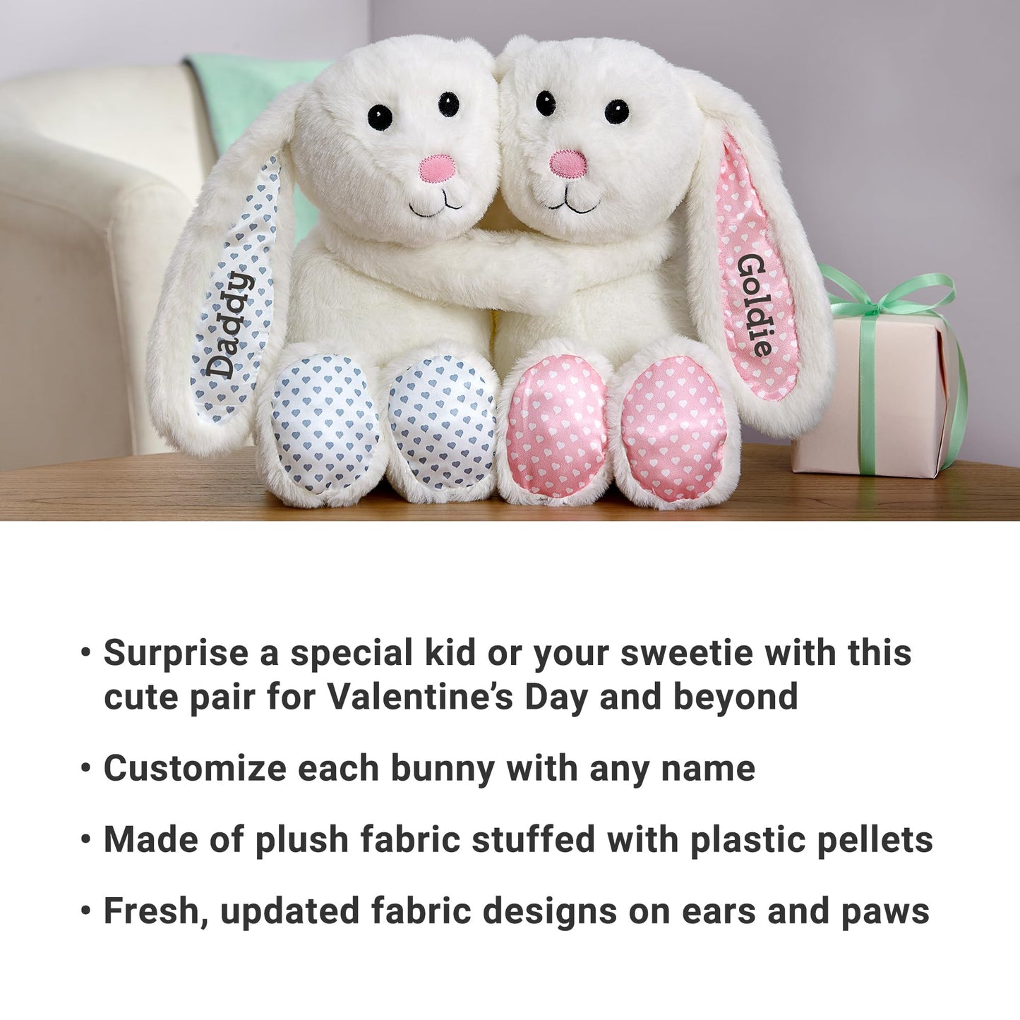 Let'S Make Memories Personalized Hugging Plush Bunnies - For Birthday - Easter Bunny - Bunny Stuffed Animal For Kids - For Boy -