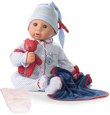 Gotz Cookie 19'' Soft Baby Boy Doll With Brown Sleeping Eyes & Accessories For Ages 3 And Up
