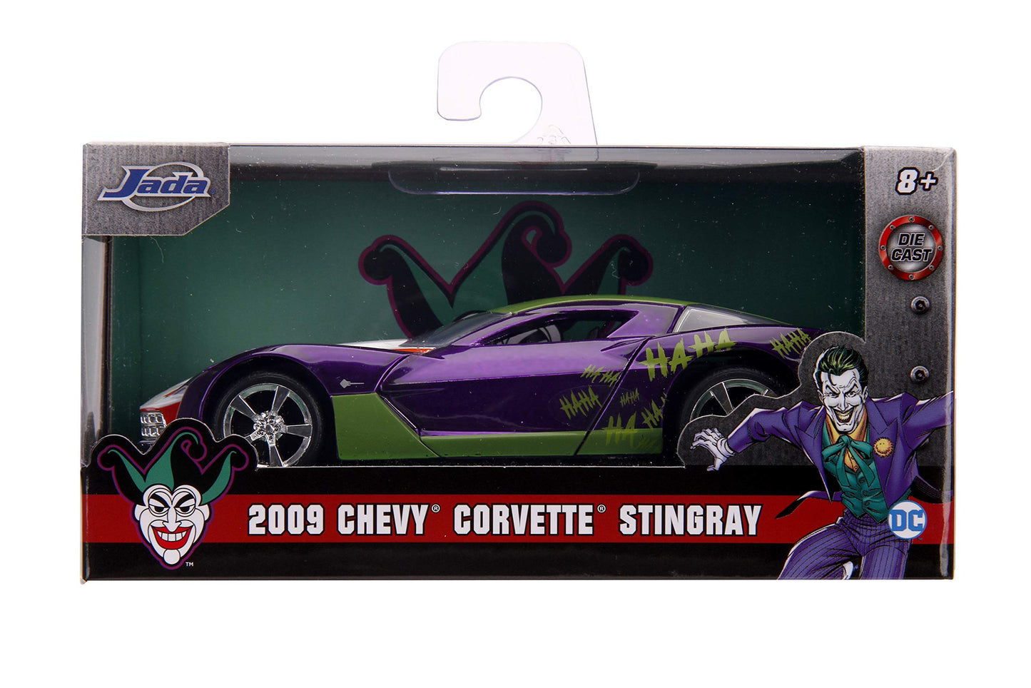 2009 Chevrolet Corvette Stingray ''Joker'' ''Dc Comics'' ''Hollywood Rides'' Series 1/32 Diecast Model Car By Jada