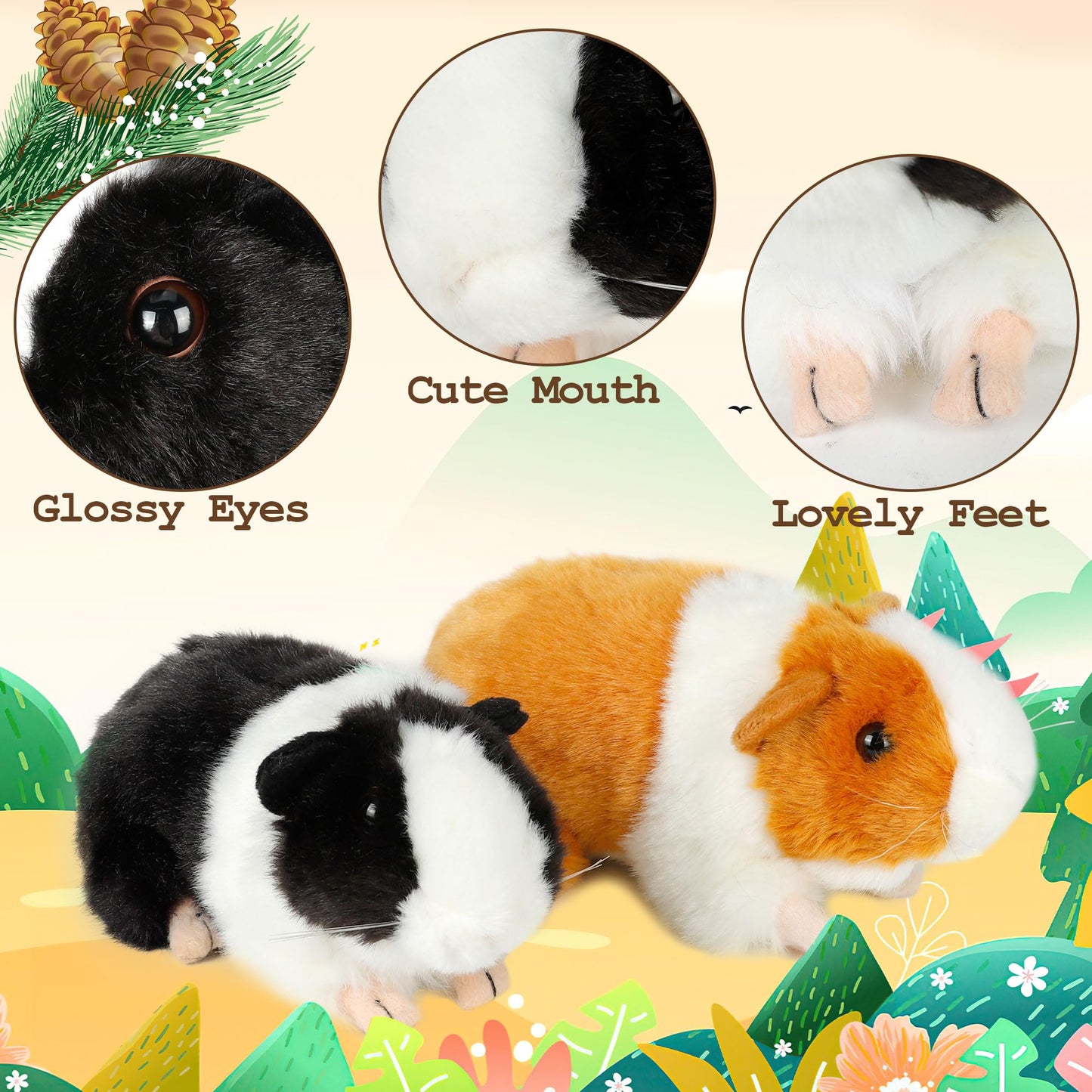 Redaica Valentines Day Gifts For Kids, 2Pc Guinea Pig Stuffed Animals Realistic Plush Cute Valentine Stuffed Animals Toys, Small