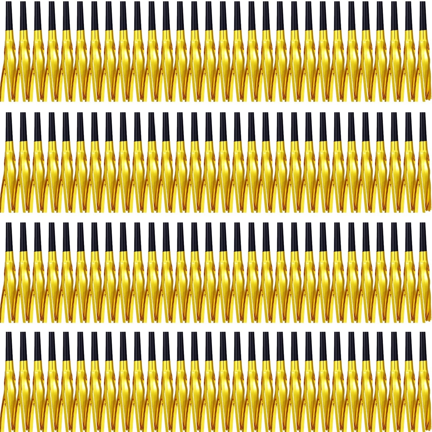 LCPQMZGH 120 Pcs Gold Noise Makers, Metallic Fringed Noise Makers for New Year Party Favor Supplies (Gold)