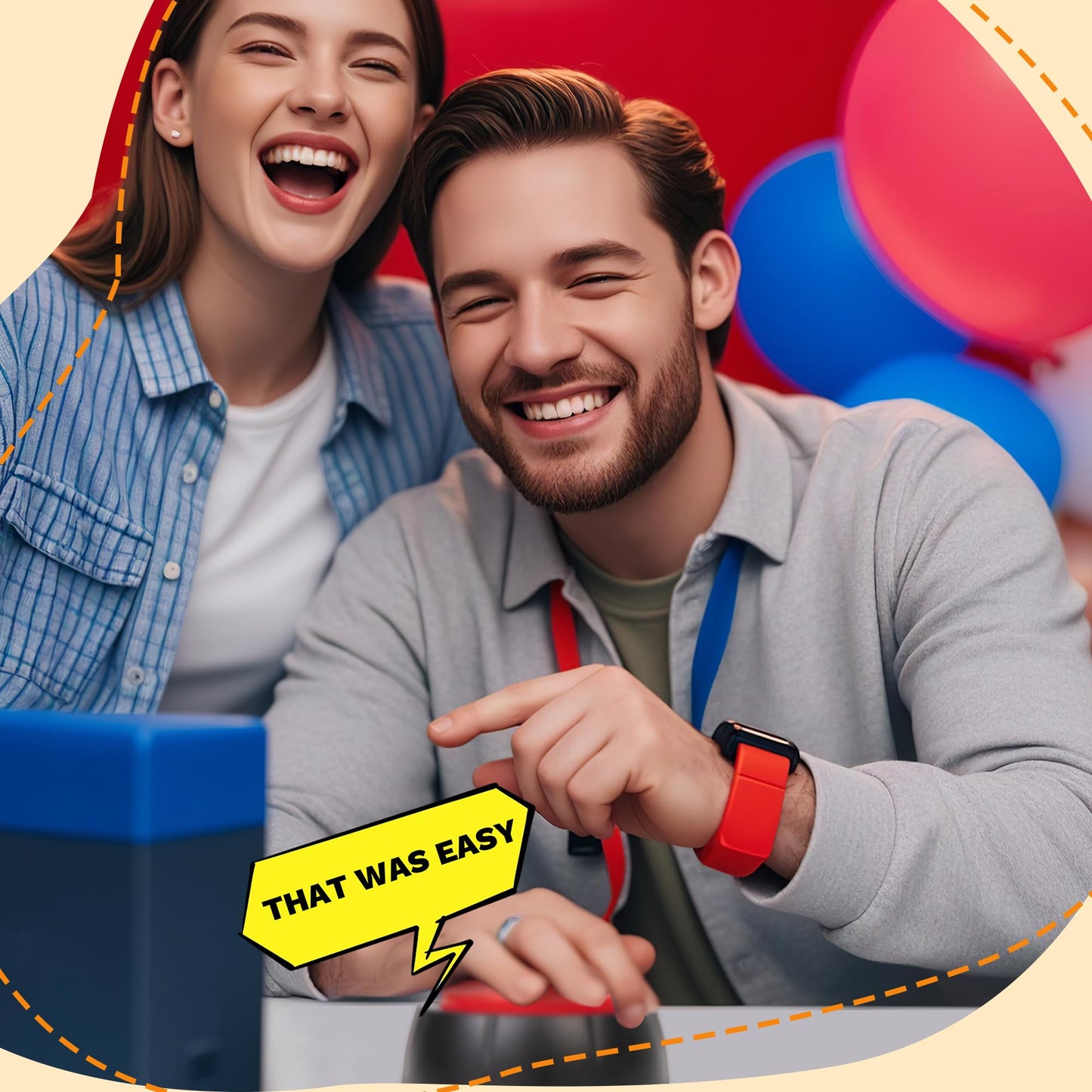 REFARICO Easy Button for Quiz Competition and Family, Funny Button with Sound Effects, Button Desk Accessories, Gag Gifts for Ma