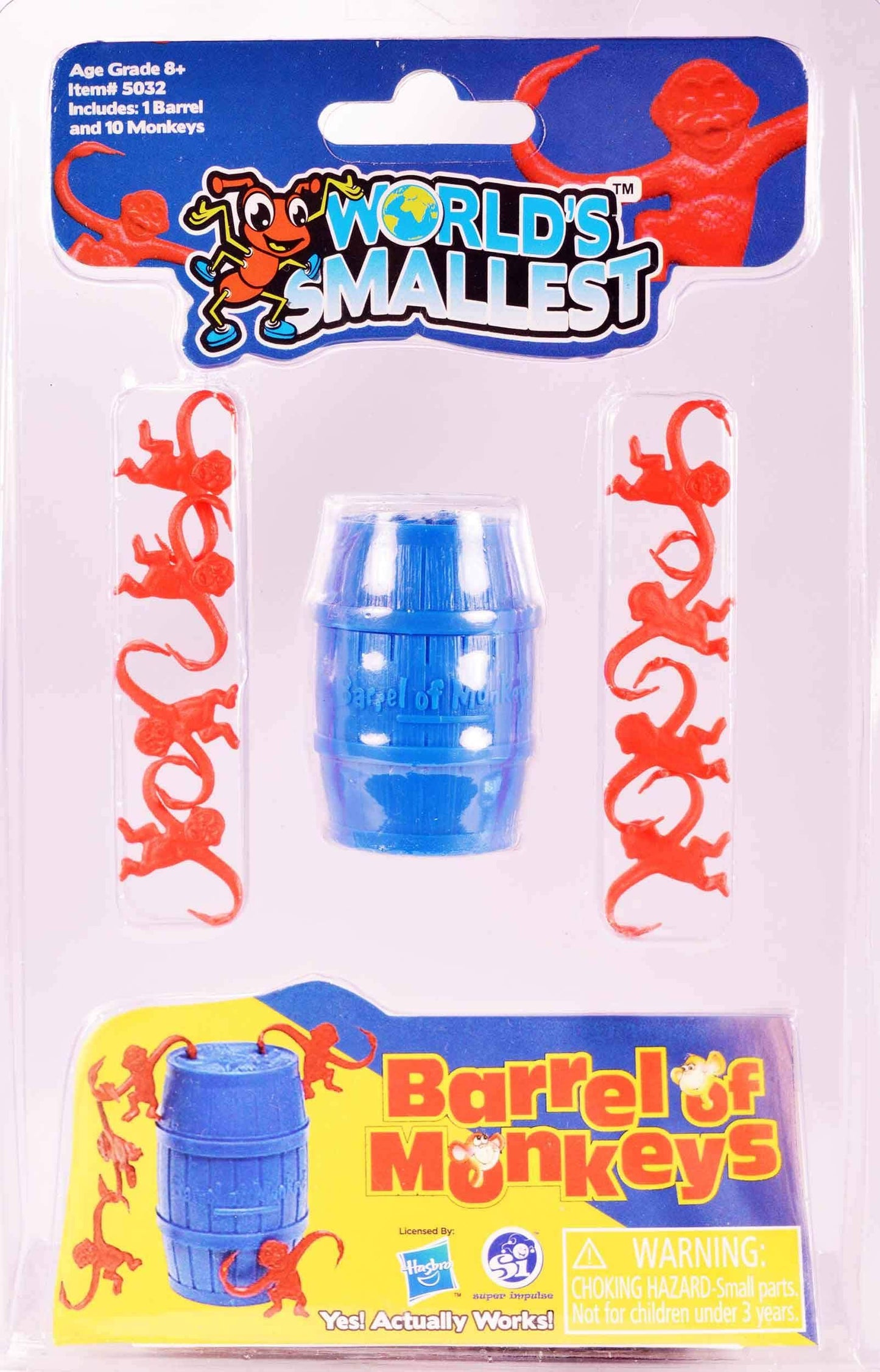 World's Smallest Barrel of Monkeys Toy - Multicolor Plastic Miniature Model 5032
