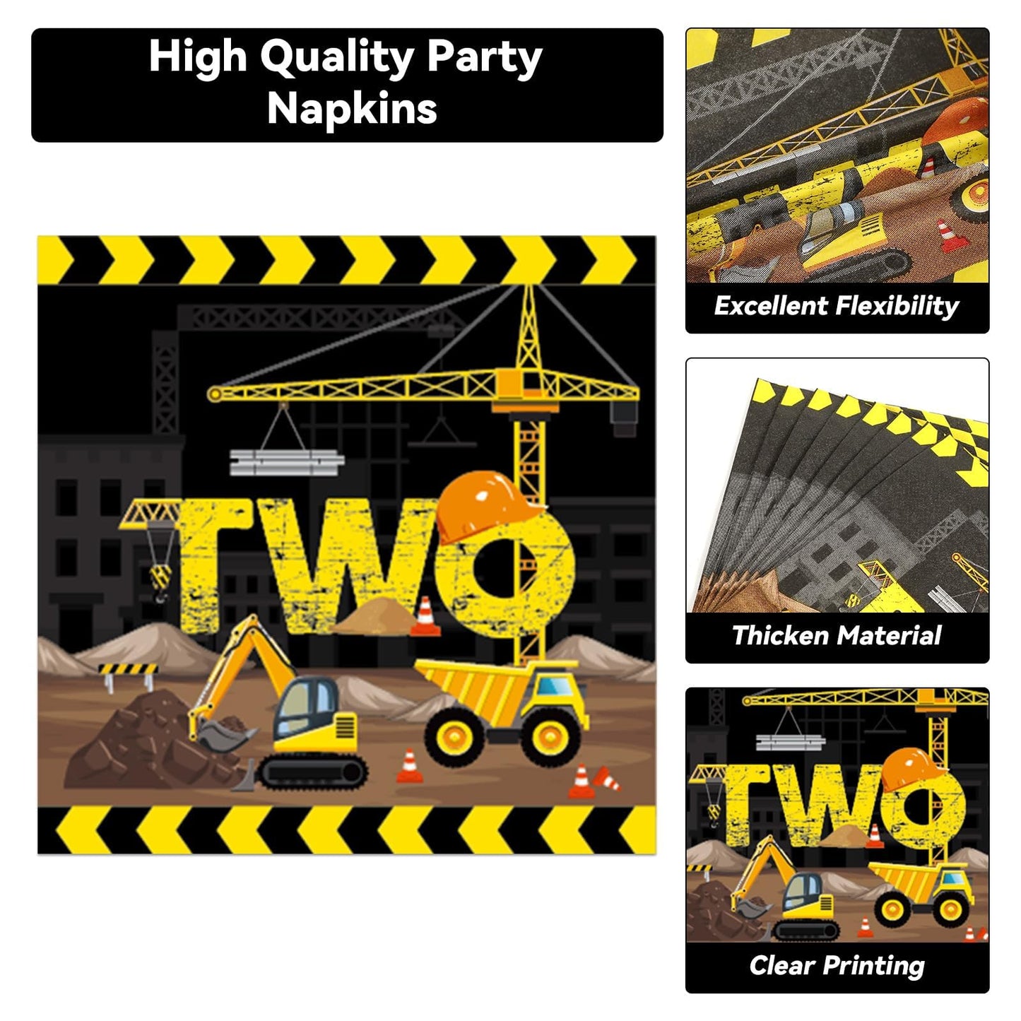 25 Guests Construction Birthday Party Supplies Plates Napkins Forks Set Disposable Construction Truck Two Tableware Paper Plates