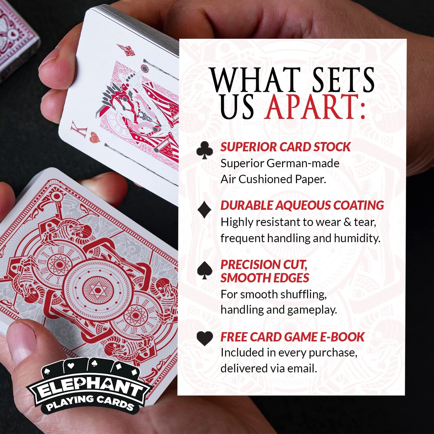 Infinitum Ghost White & Red Playing Cards  Deck of Cards with Free Card Game eBook  enhanced Card Deck  Cool game-style Cards  Unique Bright Colors for Kids & mature-themeds  Card Decks Games  Standard Size