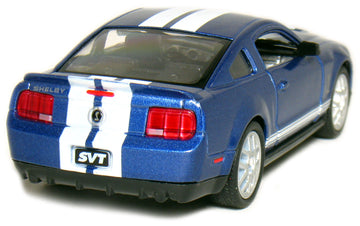 5 2007 Ford Shelby GT500 with Stripes 1:38 Scale (Blue) by Kinsmart