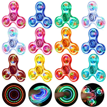 Gigilli Fidget Spinners 12 Pcs, Valentines Party Favors Led Light Up Bulk Fidget Spinners Kids 4-12, Valentine Goodie Bag Stuffers Glow In The Dark Party Supplies Birthday Classroom Prizes Return Gift