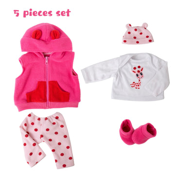 Ekokiz Reborn Baby Dolls Clothes Girl Cute Pink Baby Clothes Dolls Clothes 17-22 Inches Accessories Set For Reborn Doll Newborn
