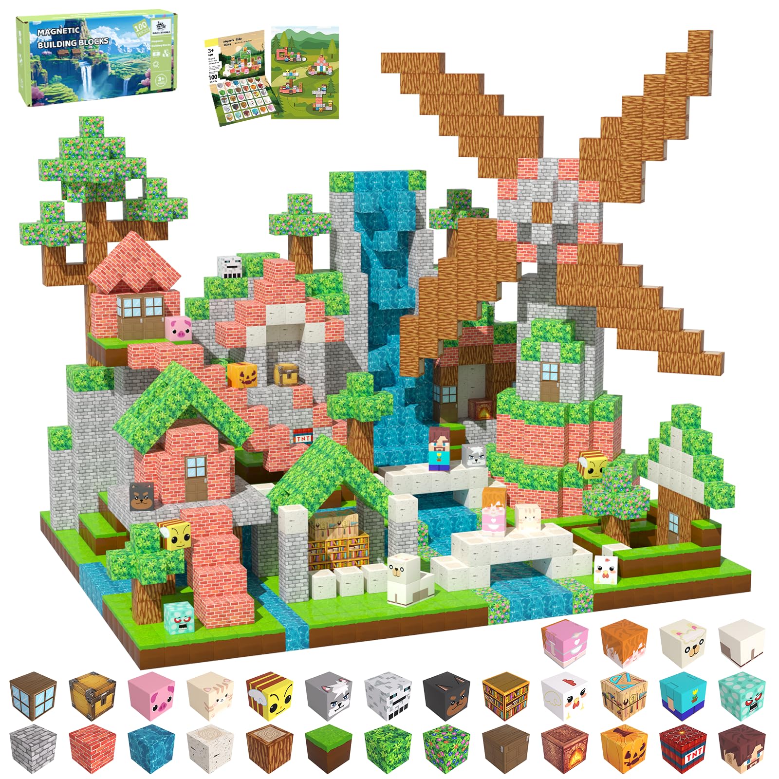 Magnetic Blocks, Magnetic Tiles Building Blocks, Magnet Cubes Stem Sensory Game Toys Christmas Birthday Gifts For Kids Boys Girl