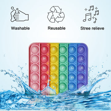 Alphabet Pop Fidget Toy Letters Abc Numbers Learning And Educational Toys Square Sensory Toys Popper Games Stress Relief Gifts For Kids Macaron 2 Packs Single Side(Uppercase And Lowercase Letters)
