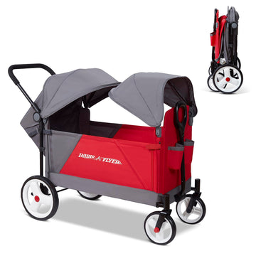 Radio Flyer Discovery Stroll 'N Wagon with Canopies  Folding Wagon with Single Recline Seat  for 1+ Years