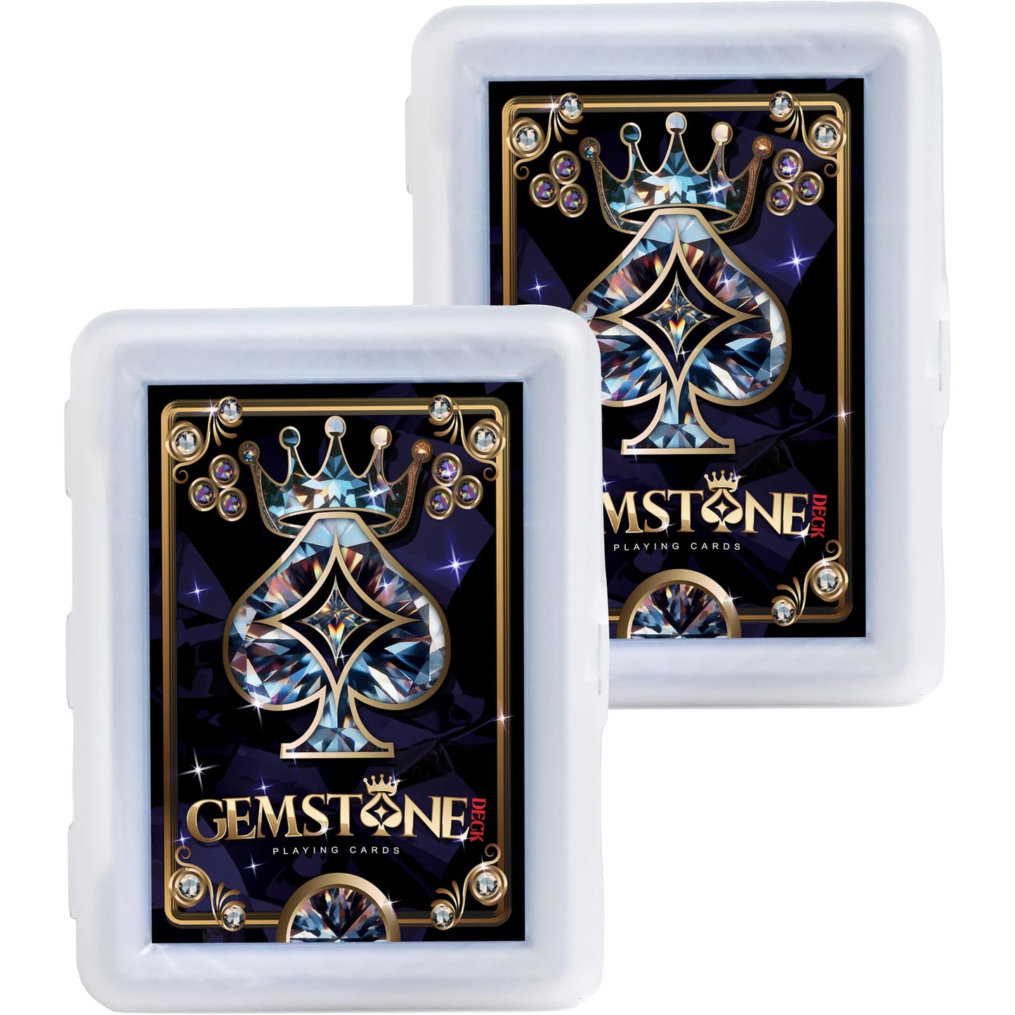 Gemstone Deck enhanced Waterproof Playing Cards (2-Pack)  100% Plastic Water Proof for Pool Beach Hot Tub Camping Travel Gift Set with 54 Cards 2 Jokers & Carrying Case