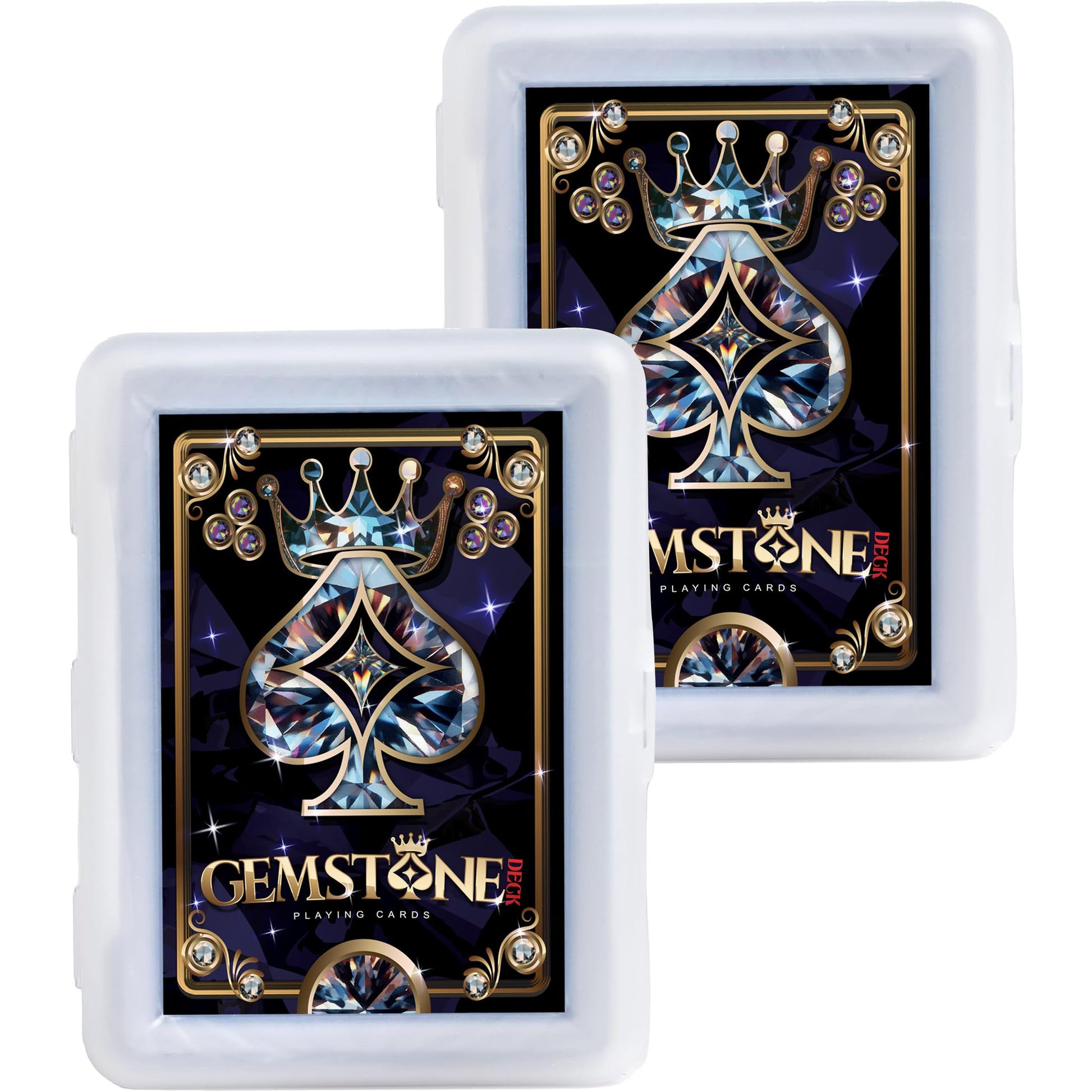 Gemstone Deck enhanced Waterproof Playing Cards (2-Pack)  100% Plastic Water Proof for Pool Beach Hot Tub Camping Travel Gift Set with 54 Cards 2 Jokers & Carrying Case