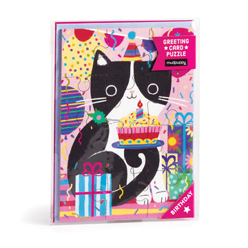 Mudpuppy Purr-FECT Cat Birthday - Cat Birthday Themed Greeting Card and Jigsaw Puzzle Includes Color Coordinated Envelope and St